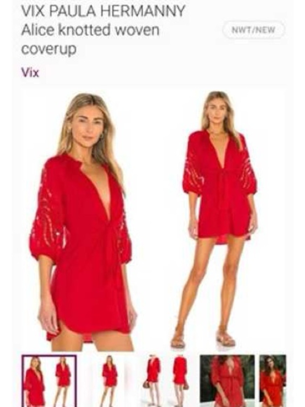 Vix Paula Hermanny Alice Knotted Woven Coverup - Red
